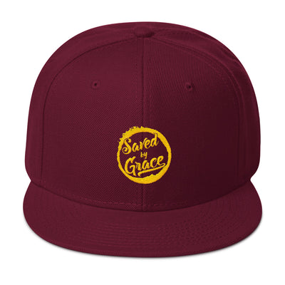 Saved By Grace - Snapback Hat-Burgundy maroon-Made In Agapé