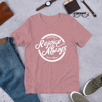 Rejoice Always - Cozy Fit Short Sleeve Tee-Heather Orchid-S-Made In Agapé