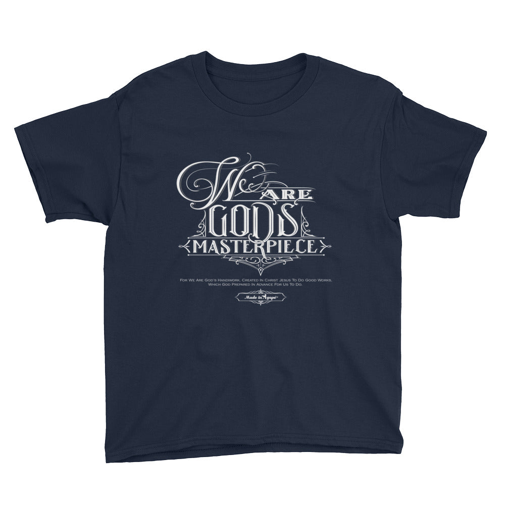 We Are God's Masterpiece - Youth Short Sleeve Tee-Navy-XS-Made In Agapé