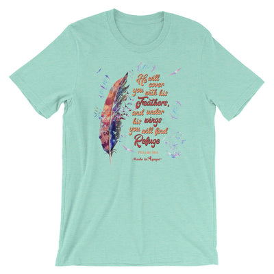 Agapé Feathers And Wings - Cozy Fit Short Sleeve Tee-Heather Mint-S-Made In Agapé