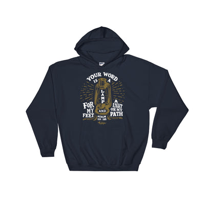 Lamp For Feet And Light On Path - Men's Hoodie-Navy-S-Made In Agapé