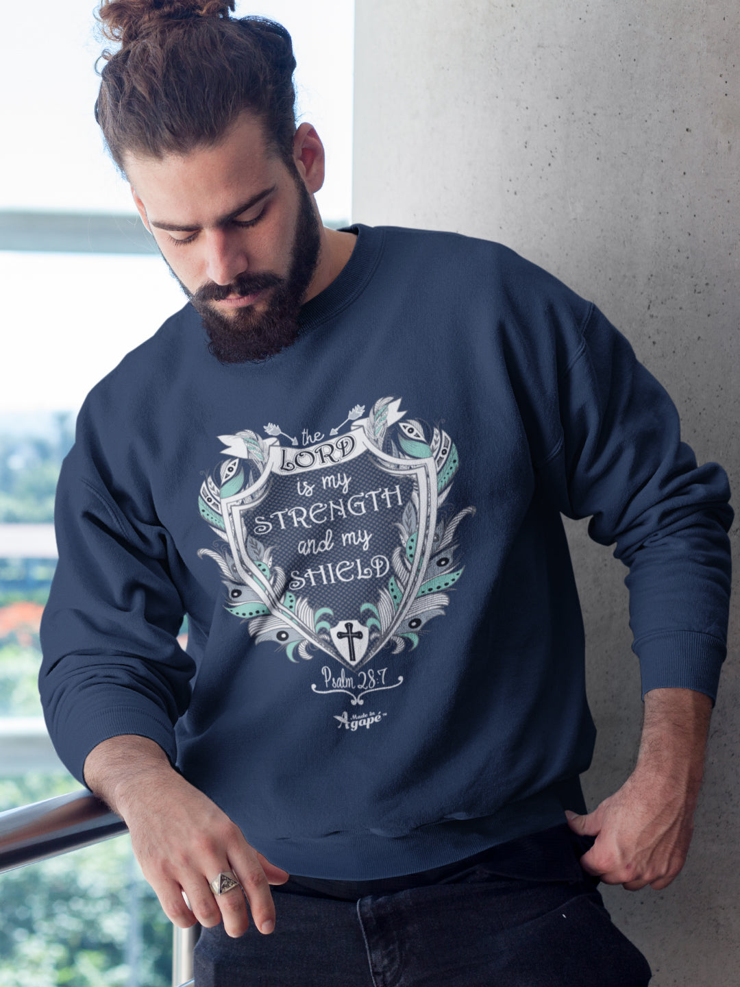 Lord Is My Strength And Shield - Men's Sweatshirt-Made In Agapé