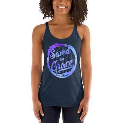 Saved By Grace - Ladies' Triblend Racerback Tank-Made In Agapé