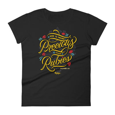 She's More Precious Than Rubies - Ladies' Fit Tee-Black-S-Made In Agapé
