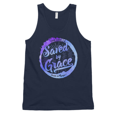 Saved By Grace - Unisex Tank-Navy-XS-Made In Agapé
