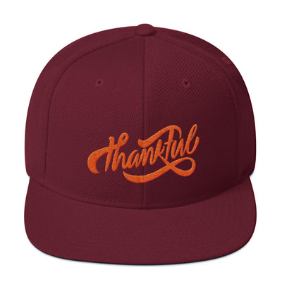 Thankful - Snapback Hat-Maroon-Made In Agapé