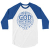 Nothing Impossible With God - Unisex 3/4 Sleeve Raglan Baseball Tee-White/Royal-XS-Made In Agapé