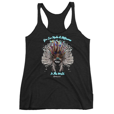 Make A Difference In This World - Ladies' Triblend Racerback Tank-Vintage Black-XS-Made In Agapé