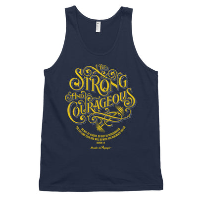 Be Strong And Courageous - Unisex Tank-Navy-XS-Made In Agapé