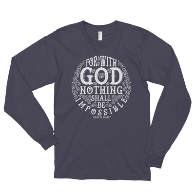 Nothing Impossible With God - Unisex Long Sleeve Shirt-Asphalt-S-Made In Agapé