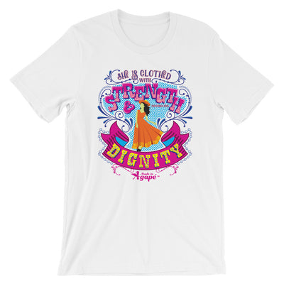 She's Clothed With Strength And Dignity - Cozy Fit Short Sleeve Tee-White-S-Made In Agapé