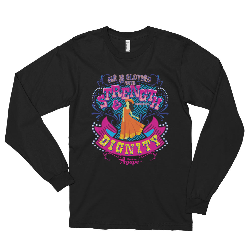 Clothed With Strength And Dignity - Unisex Long Sleeve Shirt-Black-S-Made In Agapé