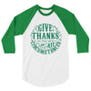 Give Thanks In All Circumstances - Unisex 3/4 Sleeve Raglan Baseball Tee-White/Kelly-XS-Made In Agapé