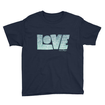LOVE Protects - Youth Short Sleeve Tee-Navy-XS-Made In Agapé