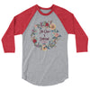 His Grace Is Sufficient - Unisex 3/4 Sleeve Raglan Baseball Tee-Heather Grey/Heather Red-XS-Made In Agapé