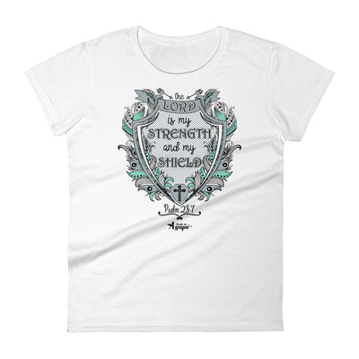 Lord Is My Strength And Shield - Ladies' Fit Tee-White-S-Made In Agapé