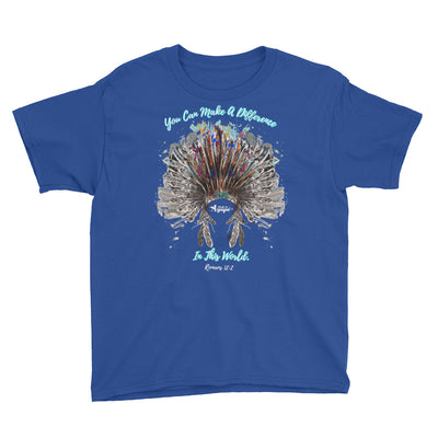 Make A Difference In This World - Youth Short Sleeve Tee-Royal Blue-XS-Made In Agapé