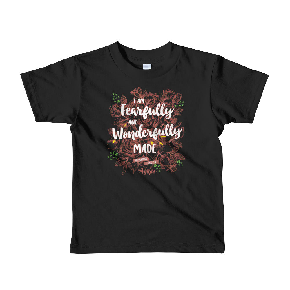 Fearfully And Wonderfully Made - Kids T-Shirt-Black-2yrs-Made In Agapé