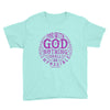 Nothing Impossible With God - Youth Short Sleeve Tee-Teal Ice-S-Made In Agapé