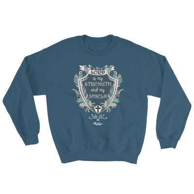 Lord Is My Strength And Shield - Men's Sweatshirt-Indigo Blue-S-Made In Agapé
