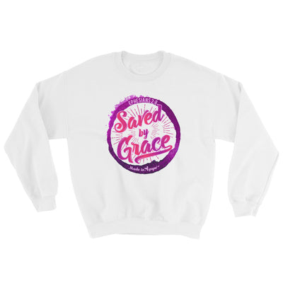 Saved By Grace - Men's Sweatshirt-White-S-Made In Agapé
