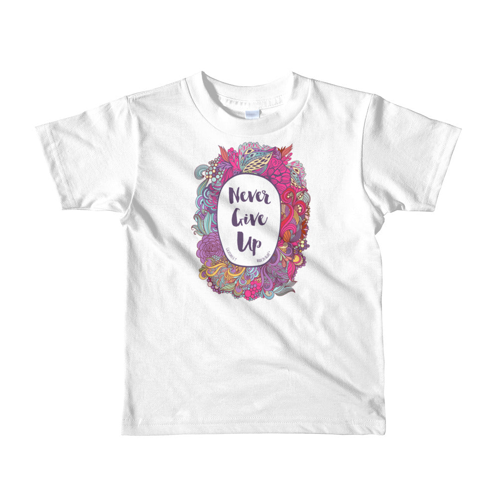 Never Give Up - Kids T-Shirt-White-2yrs-Made In Agapé