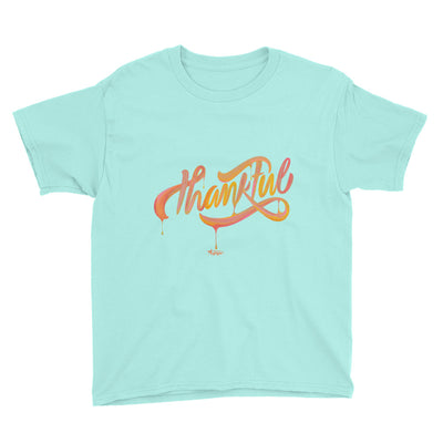 Thankful - Youth Short Sleeve Tee-Teal Ice-S-Made In Agapé