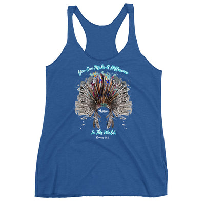 Make A Difference In This World - Ladies' Triblend Racerback Tank-Vintage Royal-XS-Made In Agapé