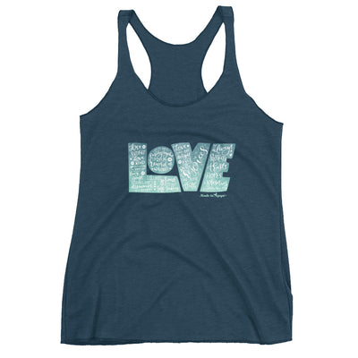 LOVE Protects - Ladies' Triblend Racerback Tank-Indigo-XS-Made In Agapé