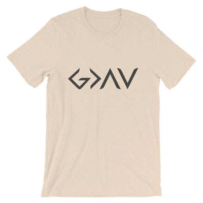 God Greater Than Highs Lows - Cozy Fit Short Sleeve Tee-Heather Dust-S-Made In Agapé