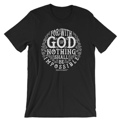 Nothing Impossible With God - Cozy Fit Short Sleeve Tee-Black-S-Made In Agapé