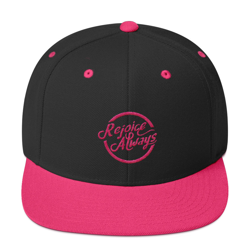 Rejoice Always - Snapback Hat-Black/ Neon Pink-Made In Agapé