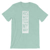 His Way Higher Than Mine - Cozy Fit Short Sleeve Tee-Heather Prism Dusty Blue-XS-Made In Agapé