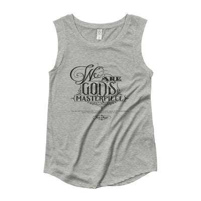 We Are God's Masterpiece - Ladies' Cap Sleeve-Heather Grey-S-Made In Agapé