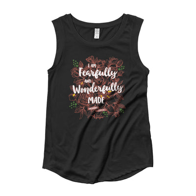 Fearfully And Wonderfully Made - Ladies' Cap Sleeve-Black-S-Made In Agapé