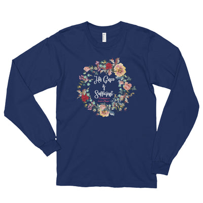 His Grace Is Sufficient - Unisex Long Sleeve Shirt-Navy-S-Made In Agapé
