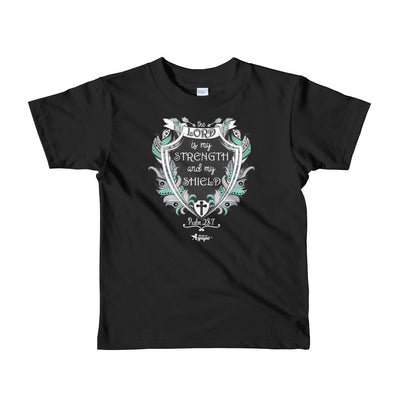 Lord Is My Strength And Shield - Kids T-Shirt-Black-2yrs-Made In Agapé