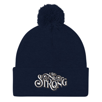 Be Strong - Pom Pom Knit Beanie-Navy-Made In Agapé