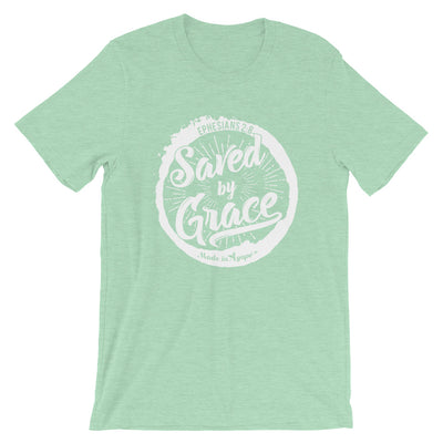 Saved By Grace - Cozy Fit Short Sleeve Tee-Heather Prism Mint-XS-Made In Agapé