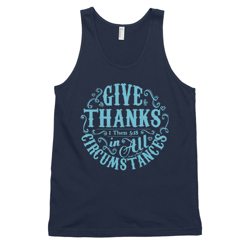 Give Thanks In All Circumstances - Unisex Tank-Navy-XS-Made In Agapé