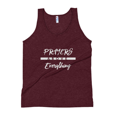 Prayers Over Everything - Unisex Triblend Tank-Tri-Cranberry-XS-Made In Agapé