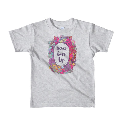 Never Give Up - Kids T-Shirt-Heather Grey-2yrs-Made In Agapé