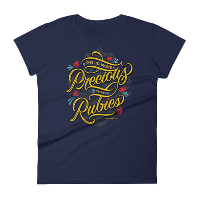 She's More Precious Than Rubies - Ladies' Fit Tee-Navy-S-Made In Agapé