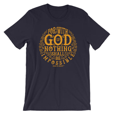 Nothing Impossible With God - Cozy Fit Short Sleeve Tee-Navy-S-Made In Agapé
