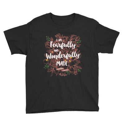Fearfully And Wonderfully Made - Youth Short Sleeve Tee-Black-XS-Made In Agapé
