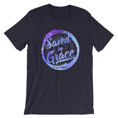 Saved By Grace - Cozy Fit Short Sleeve Tee-Navy-S-Made In Agapé