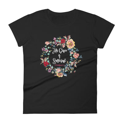 His Grace Is Sufficient - Ladies' Fit Tee-Black-S-Made In Agapé