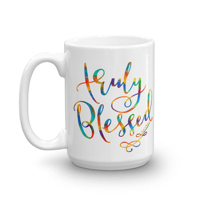 Truly Blessed - Coffee Mug-15oz-Left Handle-Made In Agapé