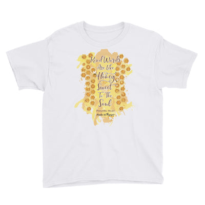Kind Words Are Like Honey - Youth Short Sleeve Tee-White-XS-Made In Agapé