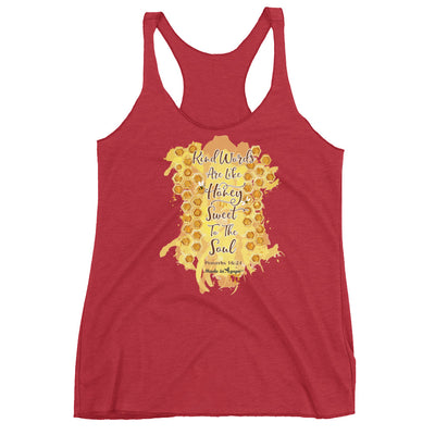 Kind Words Are Like Honey - Ladies' Triblend Racerback Tank-Vintage Red-XS-Made In Agapé